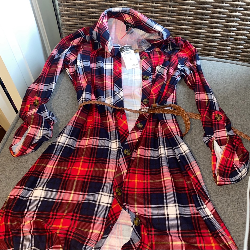 Plaid dress W Belt